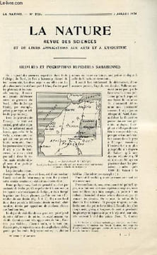 La nature n° 2726 - Gravures et inscriptions rupestres sahariennes par Lieut. F. Demoulin, Le grand barrage et l'usine hydro-électrique d'Eguzon sur ...