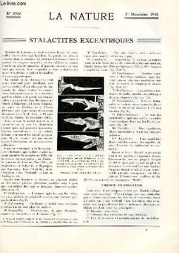 La nature n° 2988 - Stalactites excentriques - La Commande centralisée des aiguilles et des signaux - Publicité lumineuse et Illuminations - Les ...