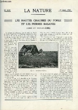 La nature n° 3030 - Les hautes chaumes du forez et les pierres basanes - Le Problème du mouillage - Les Moteurs d'aviation, évolution et tendance ...