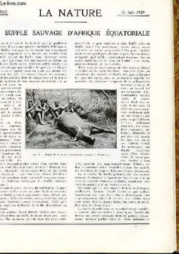 La nature n° 3051 - Le Buffle sauvage d'afrique équatoriale - Sauvetage d'un équipage de sous marin - La Chimie des grosses molécules - Un nouvel ...