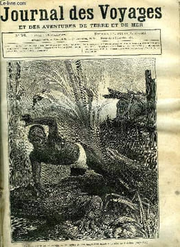 Journal des voyages et des aventures de terre et de mer n° 74 - Le charmeur de serpent - un autre de ces amphibies saisit la jambe de Culebra, Le ...