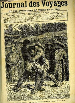 Journal des voyages et des aventures de terre et de mer n° 678 - Les lutteurs au Japon - Yas se penche et s'efforce d'entrainer Sira-Yama, Les ...