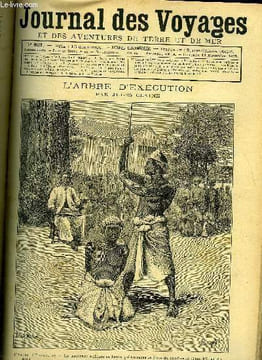 Journal des voyages et des aventures de terre et de mer n° 801 - L'arbre d'exécution - Le bourreau enfonce sa lance qui traverse le coeur du condamné, ...