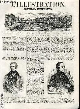 L'ILLUSTRATION JOURNAL UNIVERSEL N° 48 - Histoire de la Semaine. Portraits de MM. Thiers et Guizot. -Théâtres. Le Ménage parisien; Marjolaine; Paris ...