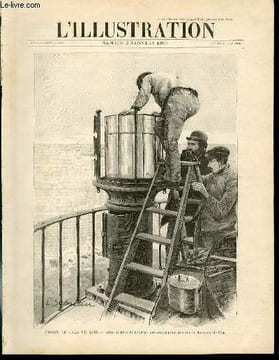 L'ILLUSTRATION JOURNAL UNIVERSEL N° 2810 - Gravures: phare de l'ile de Sein, installation d'un appareil provisoire pour éclairer la chassée de Sein ...
