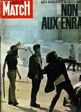 PARIS MATCH N° 1100 - Guérilla au quartier latin, A Saint Pierre parmi la foule, le pape écoute la Missa Solemnis, Une chute spectaculaire pour la ...