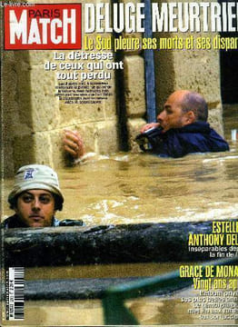 PARIS MATCH N° 2782 - Le sud se noie par Marc Sich, Cap sur Saddam par Alexandre Adler et Patrick Poivre d'Arvor, Estelle et Anthony Delon, ça plane ...