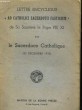 "LETTRE ENCYCLIQUE ""AD CATHOLICI SACERDOTII FASTIGIUM"" SUR LE SACERDOCE CATHOLIQUE (20 DECEMBRE 1935)". SA SAINTETE LE PAPE PIE XI