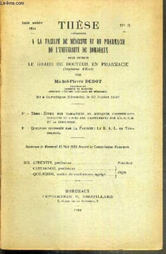 THESE N°2 - ETUDE DES VARIATIONS DE QUELQUES CONSTITUANTS SANGUINS AU COURS DES TRAITEMENTS PAR L'A.C.T.H. ET LA CORTISONE - POUR OBTENIR LE GRADE DE ...