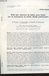 Effet des réserves de taillis sous futaie sur la croissance du taillis. Etude préliminaire.