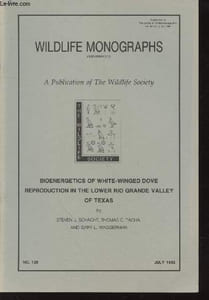 Wildlife Monographs n°129 July 1995. Bioenergetics of white-winged dove reproduction in the lower Rio Grande valley of Texas.