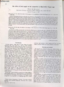 Tiré à part : Can. J. Zool. n°66 : The effect of food supply on the composition of Black-billed Magpie eggs.