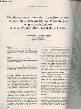 Tiré à part : Hommes et Terres du Nord n°2-3 : Corrélation entre l'extension forestière ancienne et des données cartographiques, tomonympiques et ...