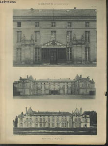 "Façades et détail de la porte principale - Planche n°1-2-3 en noir et blanc extraite de l'ouvrage ""Le Château La Malmaison : Décorations intérieures, moblier, bronzes, etc."""