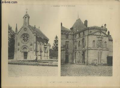 "Chapelle Gothique dans le parc de la Malmaison - Aile droite Planche n°8-9 en noir et blanc extraite de l'ouvrage ""Le Château La Malmaison : Décorations intérieures, moblier, bronzes, etc."""