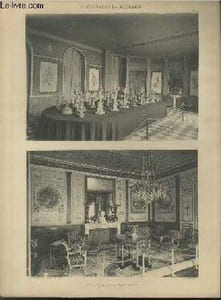 "Salle à manger, Grand salon, ensemble - Planche n°12-13 en noir et blanc extraite de l'ouvrage ""Le Château La Malmaison : Décorations intérieures, moblier, bronzes, etc."""