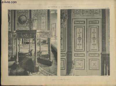 "Table octogone et porte du Grand Salon- Planche n° en noir et blanc extraite de l'ouvrage ""Le Château La Malmaison : Décorations intérieures, moblier, bronzes, etc."""