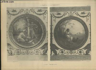 "Grand Salon - Panneaux Décoratifs - Planche n°20-21 en noir et blanc extraite de l'ouvrage ""Le Château La Malmaison : Décorations intérieures, moblier, bronzes, etc."""