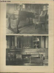 "Bureau du Premier Consul - Planche n°28-29 en noir et blanc extraite de l'ouvrage ""Le Château La Malmaison : Décorations intérieures, moblier, bronzes, etc."""