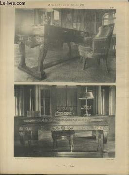 "Bureau du Premier Consul - Planche n°28-29 en noir et blanc extraite de l'ouvrage ""Le Château La Malmaison : Décorations intérieures, moblier, ...
