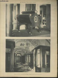 "Meuble de l'Empereur pour la Correspondance - Bureau, Bibliothèque du Premier Consul - Planche n°26/27 en noir et blanc extraite de l'ouvrage ""Le Château La Malmaison : Décorations intérieures, moblier, bronzes, etc."""