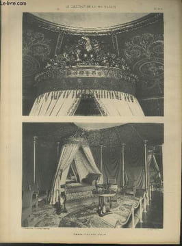 "Chambre à coucher de l'Empereur - Planche n°30-31 en noir et blanc extraite de l'ouvrage ""Le Château La Malmaison : Décorations intérieures, ...