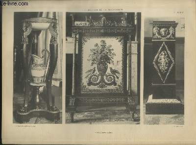 "Toilette, Paravent, Socle - Planche n°45-46-47 en noir et blanc extraite de l'ouvrage ""Le Château La Malmaison : Décorations intérieures, moblier, bronzes, etc."""