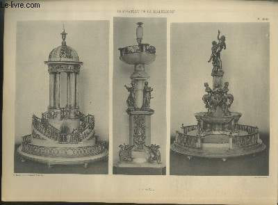 "Surtout de Table - Planche n°59-60 en noir et blanc extraite de l'ouvrage ""Le Château La Malmaison : Décorations intérieures, moblier, bronzes, etc."""