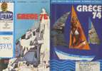 Lot de 2 brochures : Grèce 74 / Grèce 76 (en deux volumes) : Croisières - Séjours - Circuits. Avrions directs de Paris et de Toulouse, de Bordeaux ...