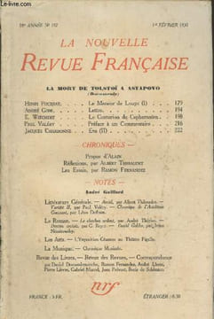 La Nouvelle Revue Française 18e année n°197 - 1er février 1930. Sommaire : Le Meneur de Loups (1) par Henri Pourrat - Lettre par André Gide - Le ...