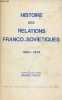 Histoire des relations Franco-soviétiques 1924-1974. Collectif
