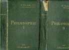 Cours de Philosophie - en 2 volumes : Tome 1, psychologie, logique + Tome 2 , morale, metaphysique, histoire de la philosophie. P. CH. LAHR, S.J. ...