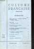Culture francaise N°4, hiver 1969 - Livre d 'or de la culture francaise jean marc leger de robert cornevin- Liege 1969 de auguste viatte- les sciences ...