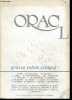 Oracl N°8/9, printemps ete 1984 - revue trimestrielle de creation litteraire- Quelle poesie lyrique ? - l'histoire, la legende et des poemes- ...