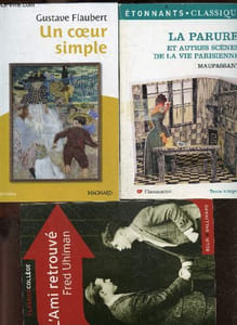 Lot 3 ouvrages litterature classique : La Parure & Autres Scènes de la Vie Parisienne de Maupassant + Un Coeur Simple de Gustave Flaubert + L'Ami retrouvé de Fred Uhlman