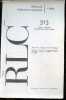 RLC Revue de litterature comparee n°313, 1-2005, 79e annee, janvier mars 2005- Un comparatiste a New-york: les carnets inedits de Jean-Marie Carré ...