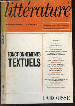 "Litterature n°10 mai 1973 - Fonctionnements textuels- Ricochets de lecture, la fantasmatique des ""diaboliques""- Realite du souvenir & verite du ...