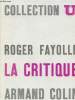 LA CRITIQUE LITTERALE. ROGER FAYOLLE