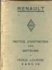 RENAULT - NOTICE DENTRETIEN DES MOTEURS A HUILE LOURDE - AVRIL 1933. COLLECTIF