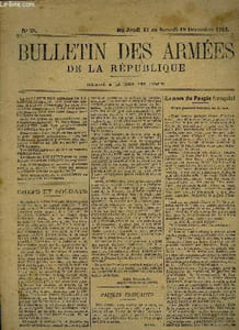 Bulletin des armées de la République n° 55 - Du Jeudi 17 au Samedi 19 Décembre 1914 : Chefs et soldats Au nom du peuple français ! : Notre premier tribunal en Alsace, par M.R. - Situation militaire du 15 au 18 décembre - La Lettre à Sylvie
