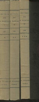 Oeuvres de Blaises Pascal Tomes I, II et III (en 3 volumes). Pascal Blaise