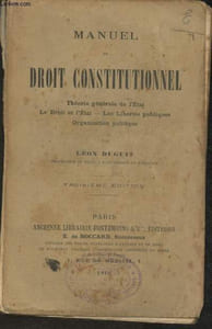 Manuel de Droit Constitutionnel- Théorie générale de l'Eglise- Le Droit et l'Etat- Les Libertés publiques- Organisation politique