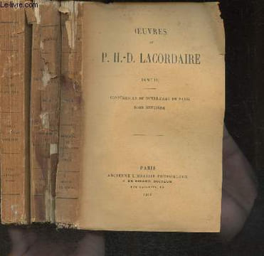 Oeuvres du R.P. Lacordaire Henri-Dominique des frères prêcheurs Tome I: Vie de Saint Dominique, Tome II et Tome III. R.P. Lacordaire Henri-Dominique