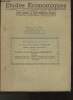 Etudes économiques n°38-1949-Sommaire: Des faiblesses et des tâches du travail de recherche scientifique dans le domaine économique- Discussions du ...