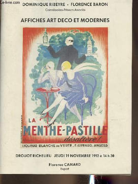 Catalogue de vente aux enchères/19 novembre 1992- Drouot Richelieu- Affiches art deco et modernes. Ribeyre Dominique, Baron Florence