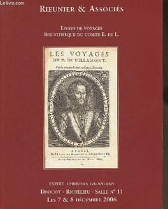 Catalogue de vente aux enchères/Livres de voyages, Bibliothèque du Comte E. de L.- Drouot richelieu- 7 et 8 décembre 2006