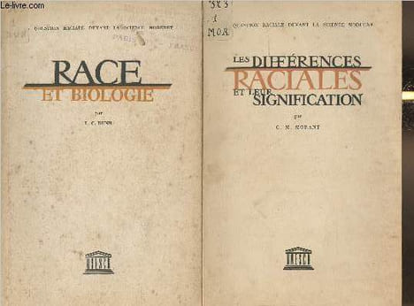 La question raciale devant la siencie moderne 3 volumes: Race et psychologie, Race et biologie, Les différences raciales et leur signification. Morant ...