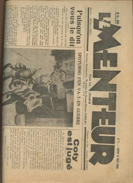 Le menteur n°7- Jeudi 18 mai 1933-Sommaire:Coty est jugé- Spoturno s'en va-t-en guerre- Le massacre des chats à Berlin a suscité dans le monde entier ...
