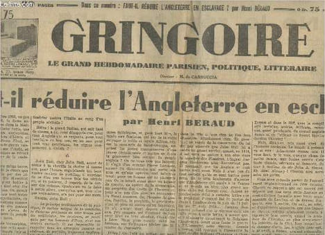 Gringoire n°362, 8e année- Vendredi 11 octobre 1935-Sommaire: Faut-il réduire l'Angleterre en esclavage? par Henri Beraud- Variété au salon de l'auto ...