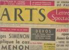 Arts (lettres, spectacles) n°696- du 12 au 18 novembre 1958-Sommaire: Georges Simenon explique le cas Simenon- Devos nous engage à rire de nous même- ...